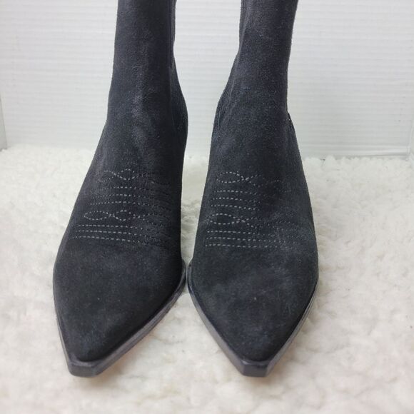 Paige Laney Women's Ankle Bootie Size 6 Black Suede Western Cowboy Boots - Picture 2 of 12